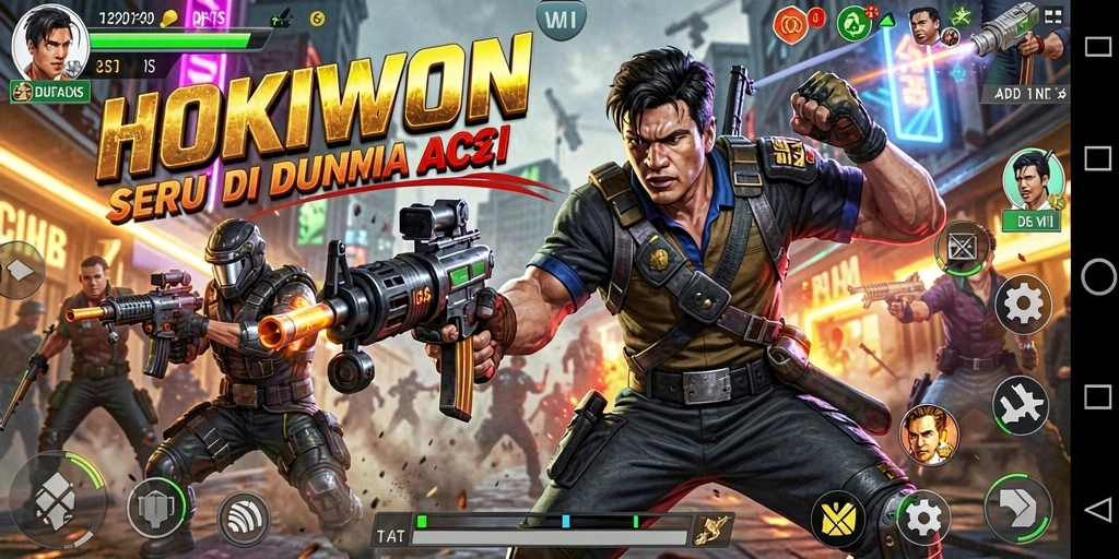 Tampilan gameplay HOKIWON dengan pertarungan yang menegangkan.