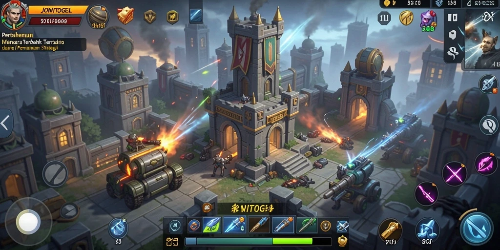 Screenshot permainan JONITOGEL menampilkan aksi seru Tower Defense.