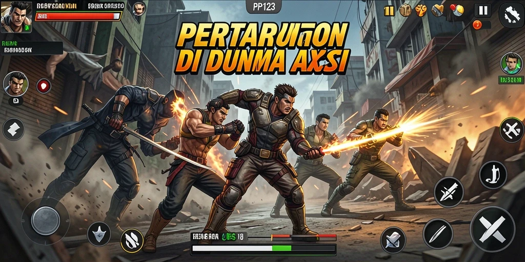 Gameplay PP123 yang intens dan mendebarkan saat bertarung.