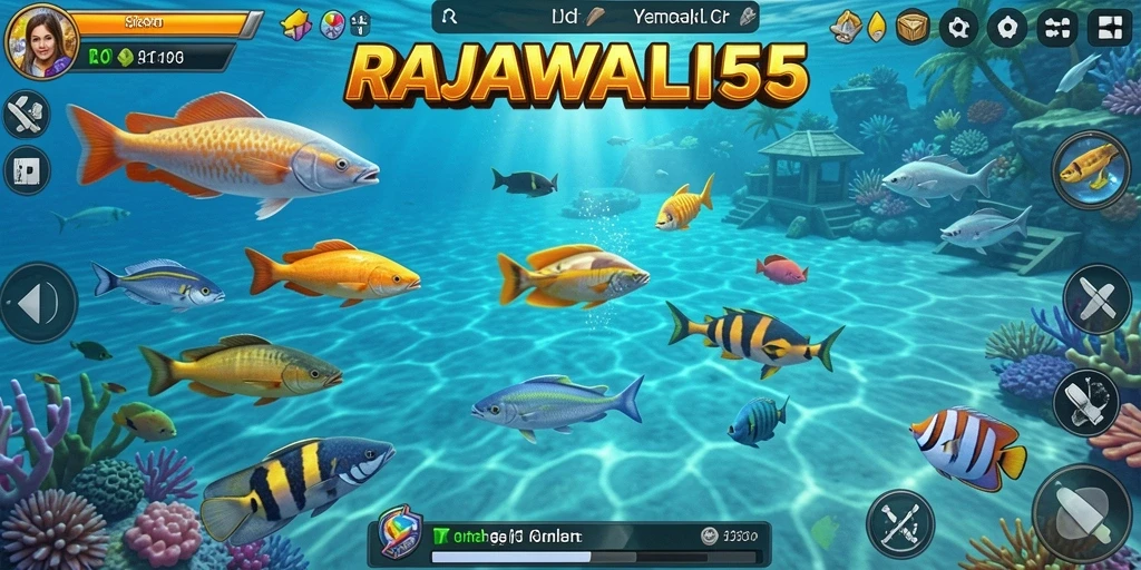 Tampilan seru gameplay Tembak Ikan RAJAWALI55 yang mendebarkan.