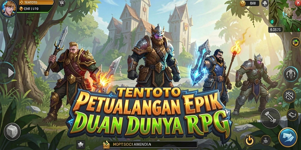 Screenshot TENTOTO menampilkan pertarungan seru di dunia RPG.